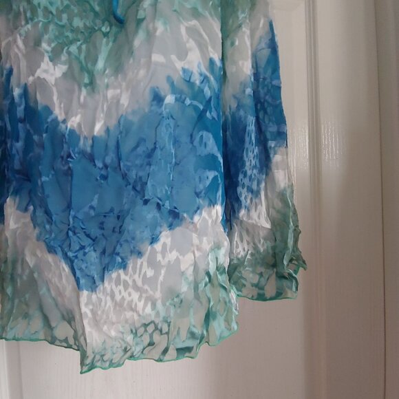 Hale Bob Silk Blend Burnout Velvet Sheer Coastal Flowy Silky Top S Oversize - Picture 6 of 12